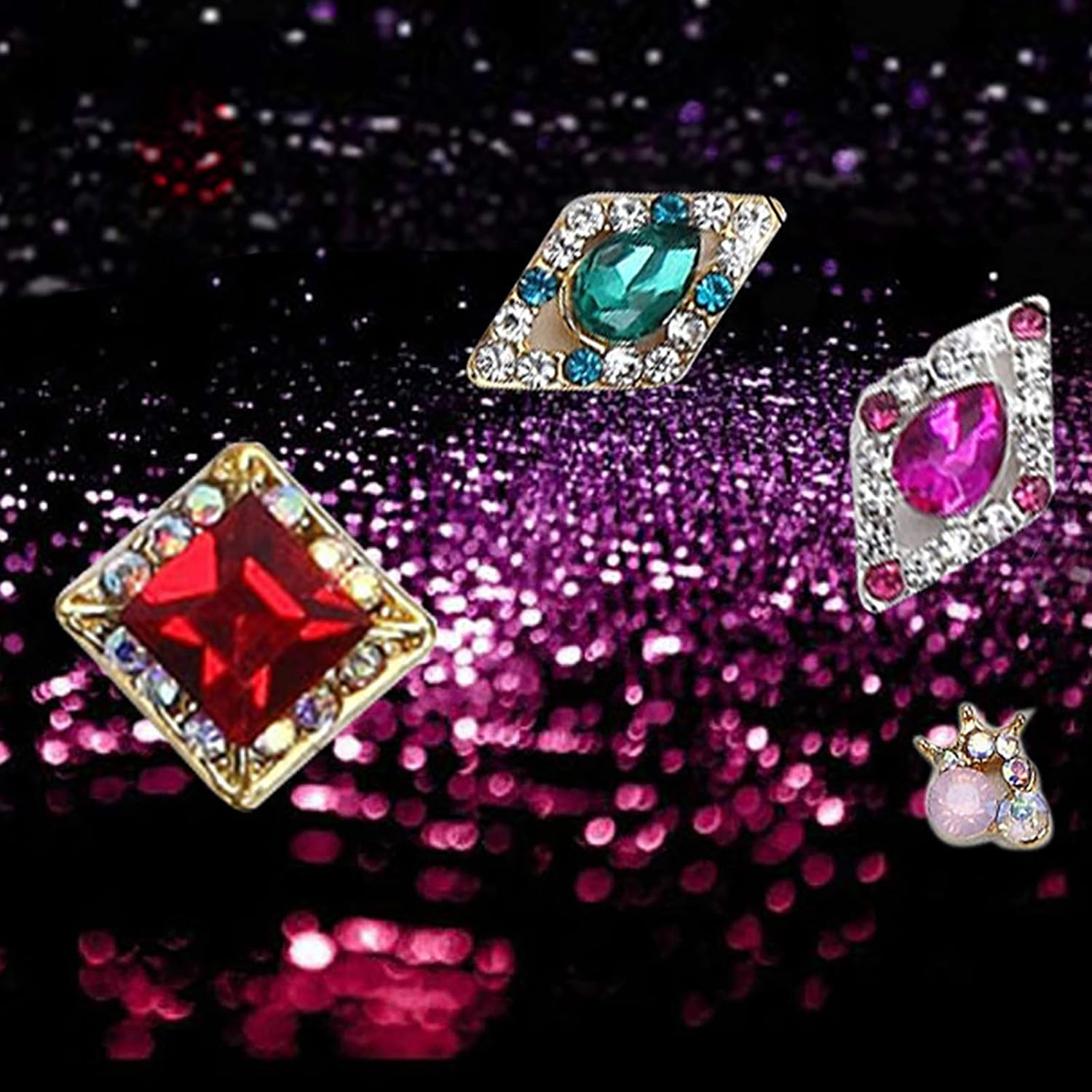 10 Grains Nail Art Rhinestone Alloy Rhinestone Super Flash DIY Big Diamond Nail Decoration Red Hollow Egg Shape image number 1