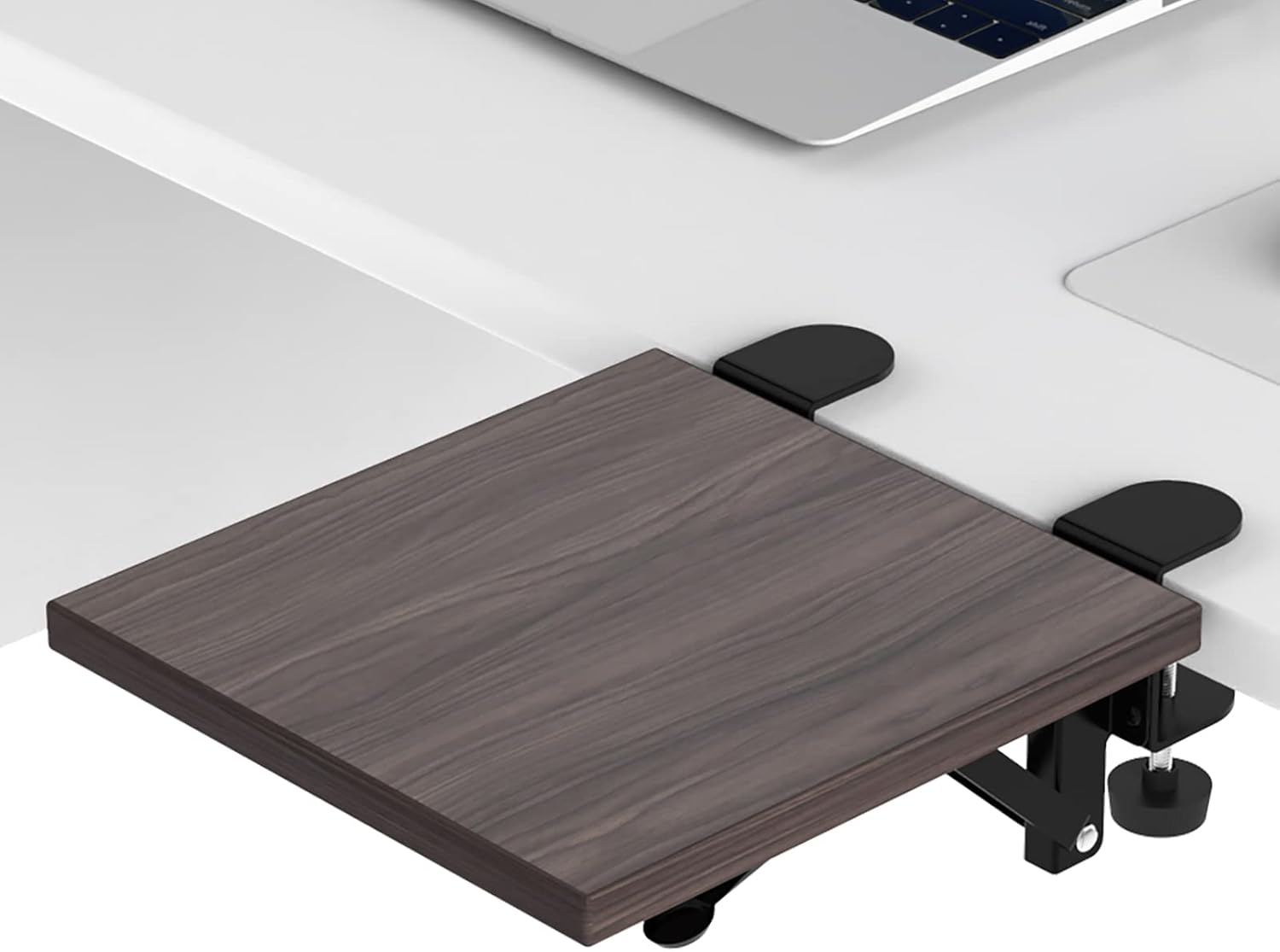 OUGIC Ergonomics Desk Extender Tray, 11.8"X5.9" Punch-Free Clamp On, Foldable Keyboard Drawer Tray, Table Mount Arm Wrist Rest Shelf, Computer Elbow Arm Support