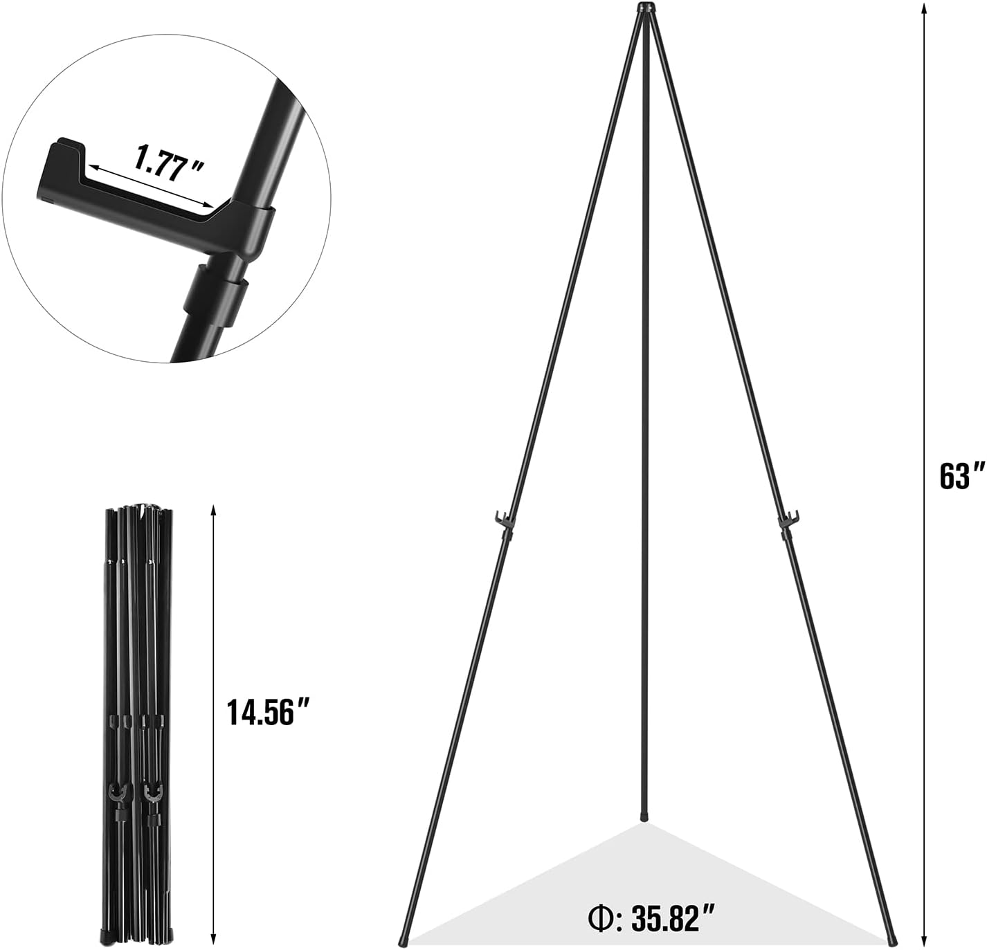 Easel Stand for Display, Aredy 63" Portable Painting Easel, Lightweight Metal Easels for Painting Canvas, Wedding Sign (2 Pack) image number 3