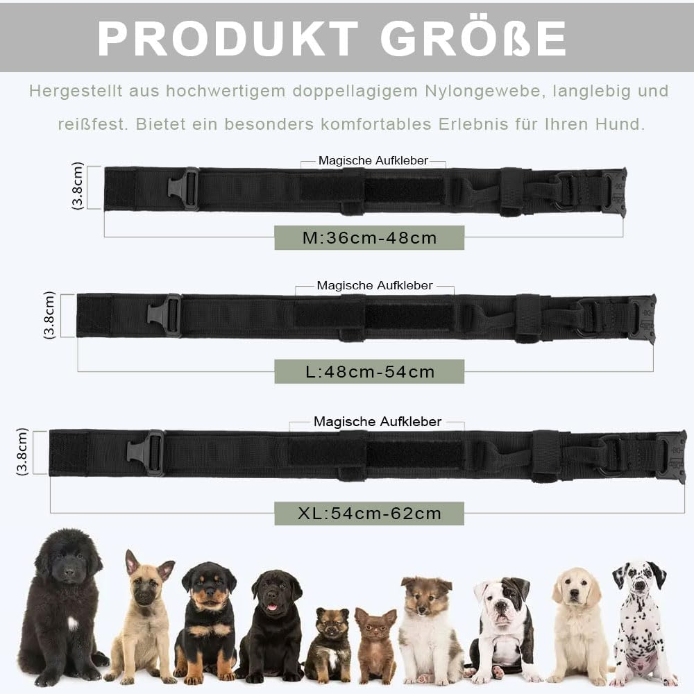 Voarge Tactical Dog Collar, Adjustable Dog Collar with Control Handle, Padded Nylon Dog Collar, Metal Buckle, for Medium Large Dogs, Hunting Training, Outdoor (Brown, XL) image number 2