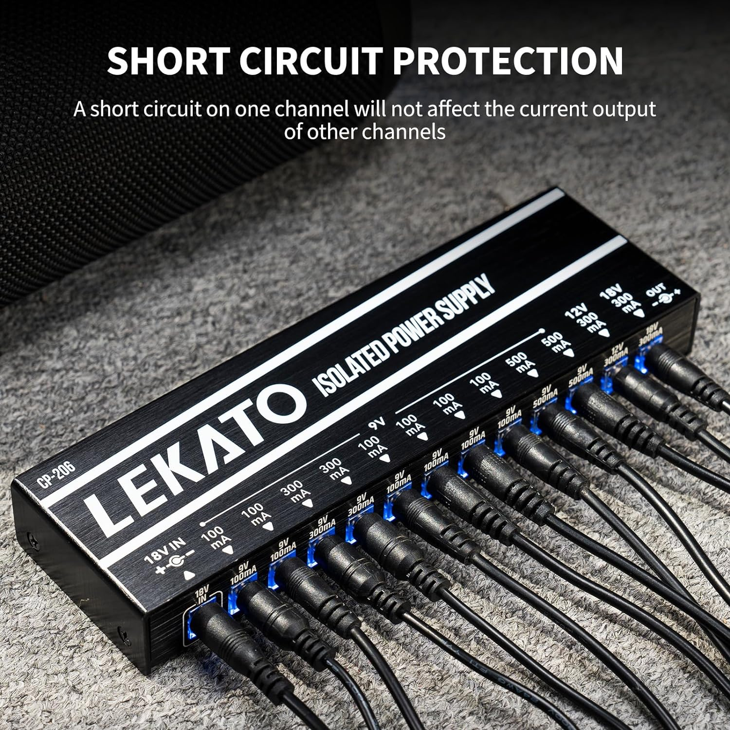 LEKATO Guitar Pedal Power Supply, 12 Insulated Output for 9V/12V/18V, Effect Pedal Power Supply with Short Circuit Protection for Electric Guitar Bass Effect Keyboards Charging image number 4