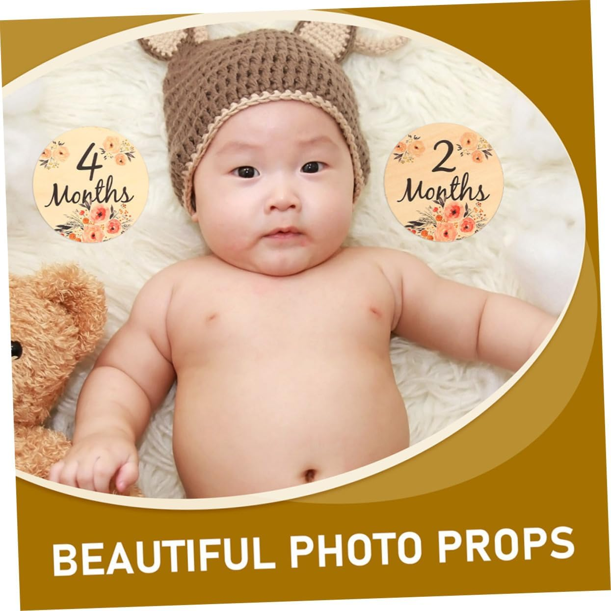 18Pcs Wooden Cards Adorable Growth Signs for Newborns Portable Photo Props to Cherish Every Month Cute Floral Design Discs