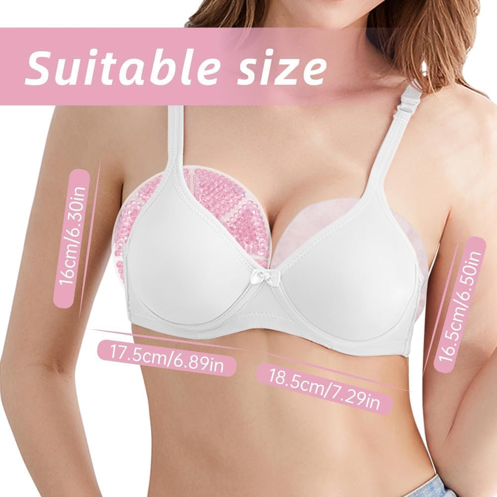 Hot & Cold Breast Gel Bead Packs - Cooling & Heating Pads for Breastfeeding Relief | Nursing Pain, Mastitis, Engorgement, Swelling, Plugged Ducts | Boost Milk Let-Down & Production - 2 Pack (Pink) image number 2