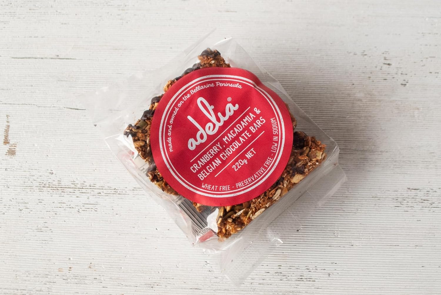 Adelia Fine Foods - Cranberry, Macadamia & Belgian Chocolate Bars 4 Pack, 220G