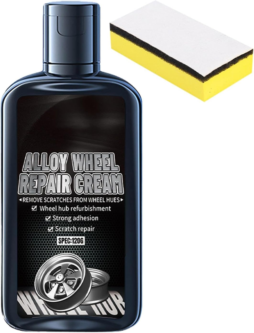 Wheel Scratch Repair Kit - 120G Car Wheel Repair Polishing Paste with Sponge | Aluminum Alloy Steel Hub Scratch Remover for Vehicles image number 6