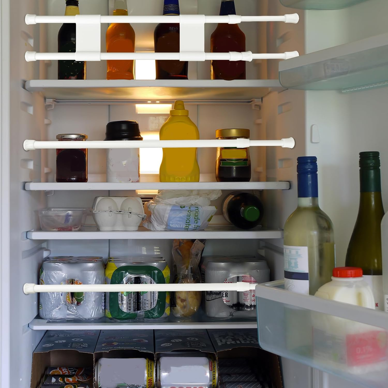 4Pcs RV Refrigerator Bars, 15.8-27.6 Inch Adjustable RV Fridge Tension Bars Tension Rods Extendable RV Fridge Brace for Fixing Food Drinks RV Refrigerator Accessories (2 Double Bars, 2 Single Bars) image number 3