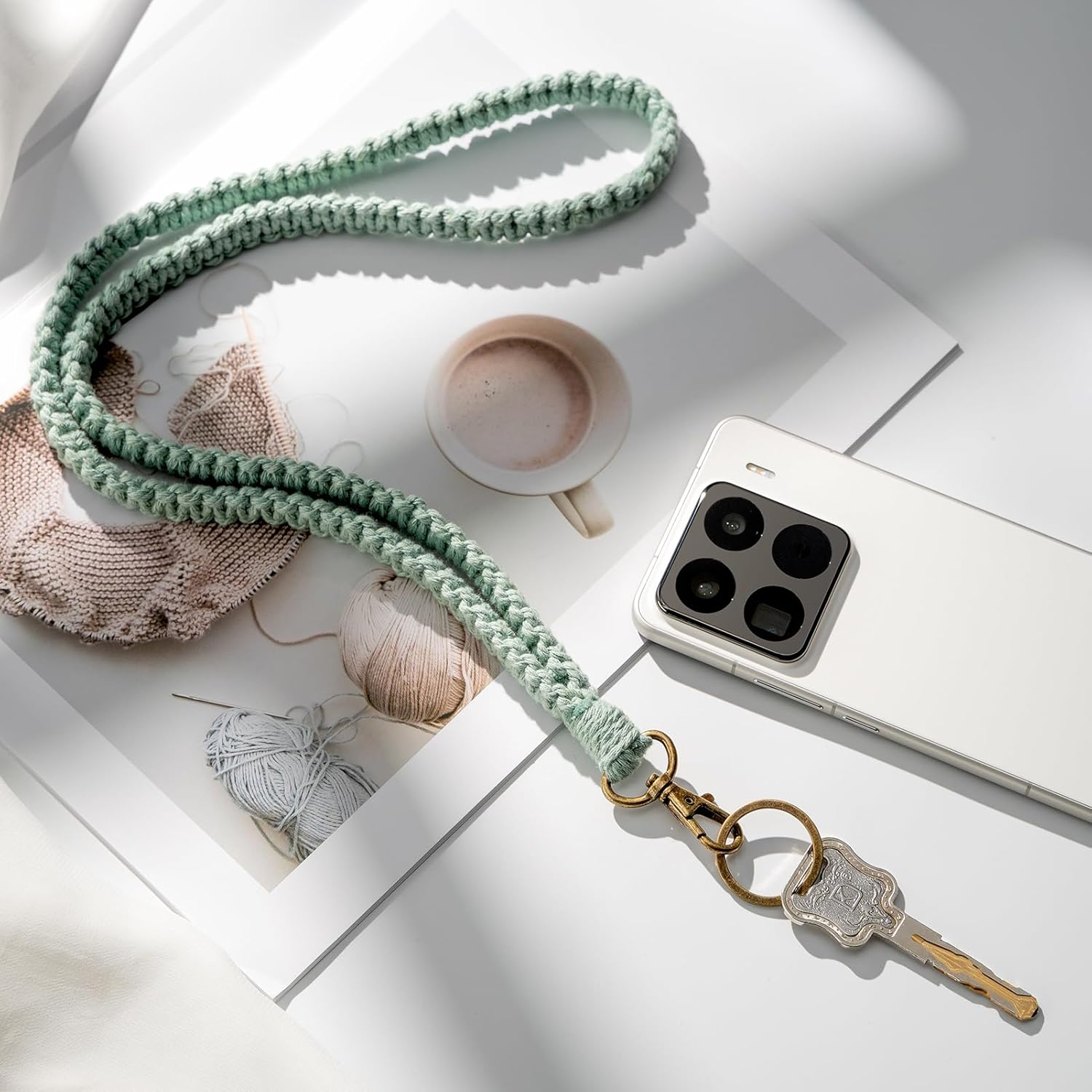 MORSUNBELA Lanyard,Neck Handmake Lanyard Green,Lanyards for Keys,Work ID Card Bohemian Wrist Strap Keychain for Teacher Office image number 6