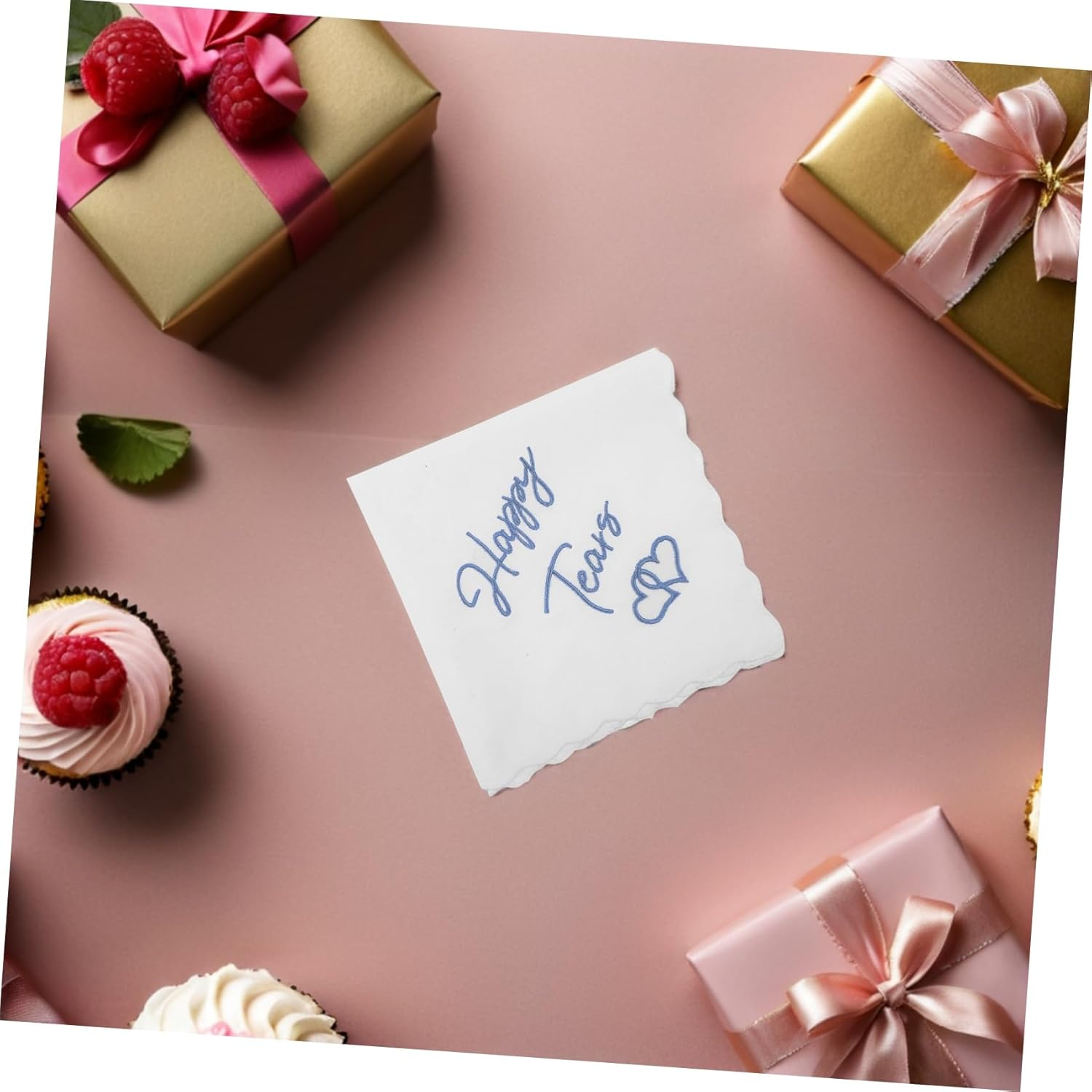 FOMIYES 4Pcs Wedding Handkerchief Happy Tears Embroidered Blue Handkerchiefs Mothers Bride Groom Mother Present Elegant Wedding Accessory image number 5