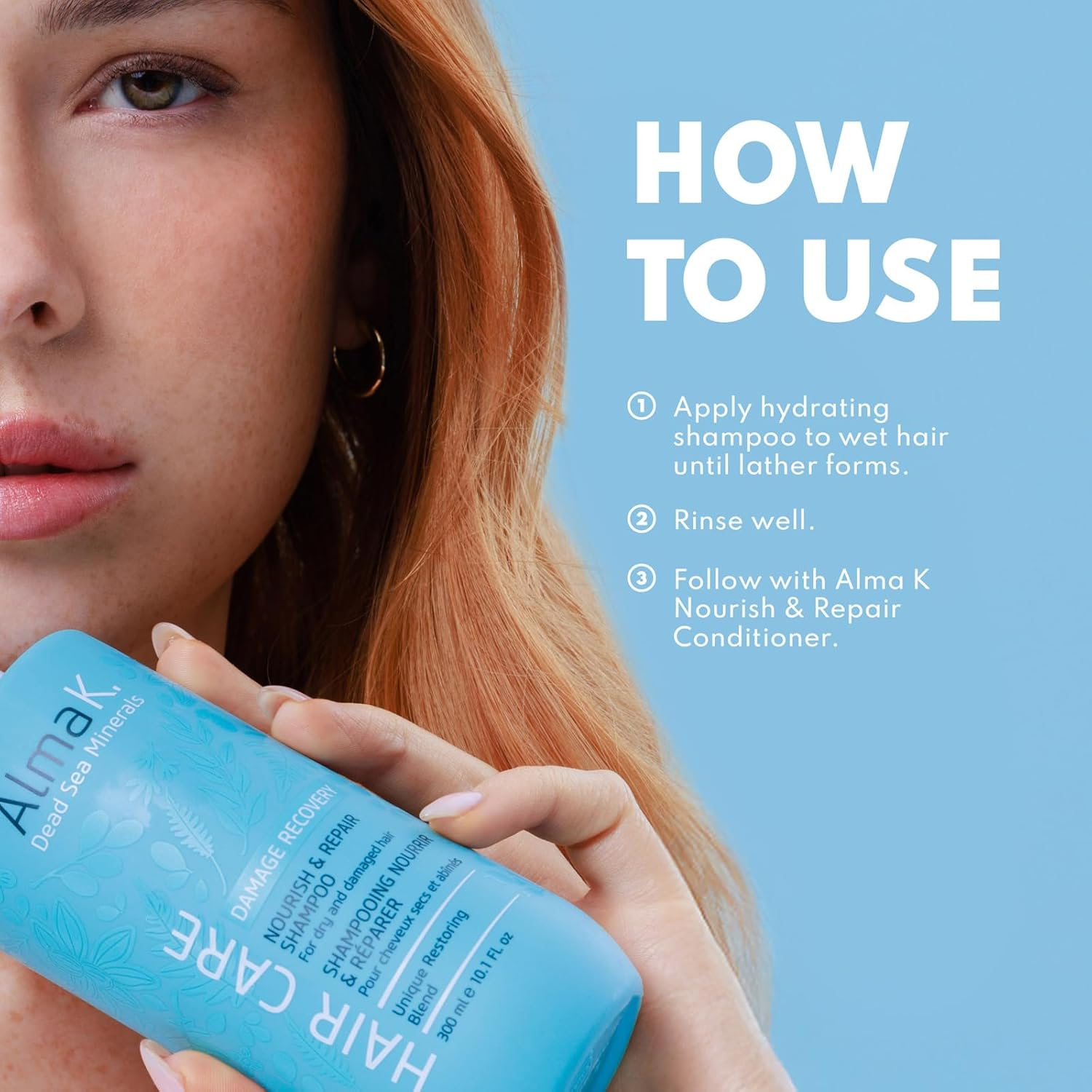 Alma K Nourish and Repair Shampoo - Moisturizing Hair Growth - Hydrating with Argan Oil, Shea Butter -300 Ml image number 4