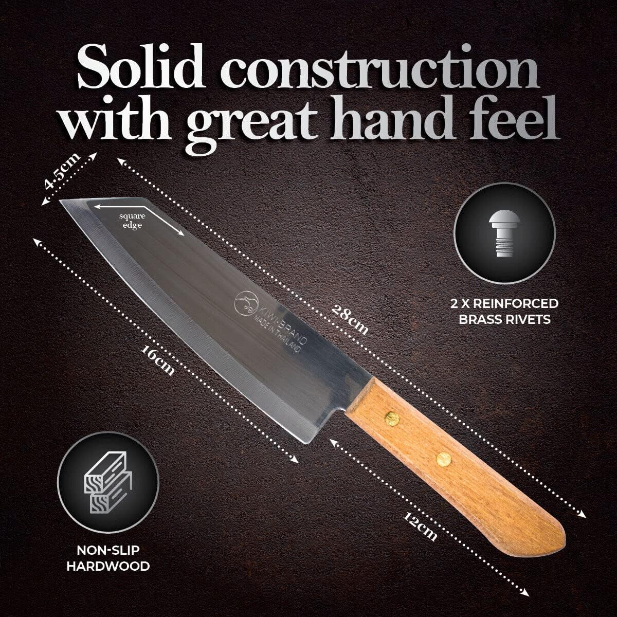 KIWI Stainless Steel Cooks Knife with Wooden Handle, 16 Cm Length image number 5