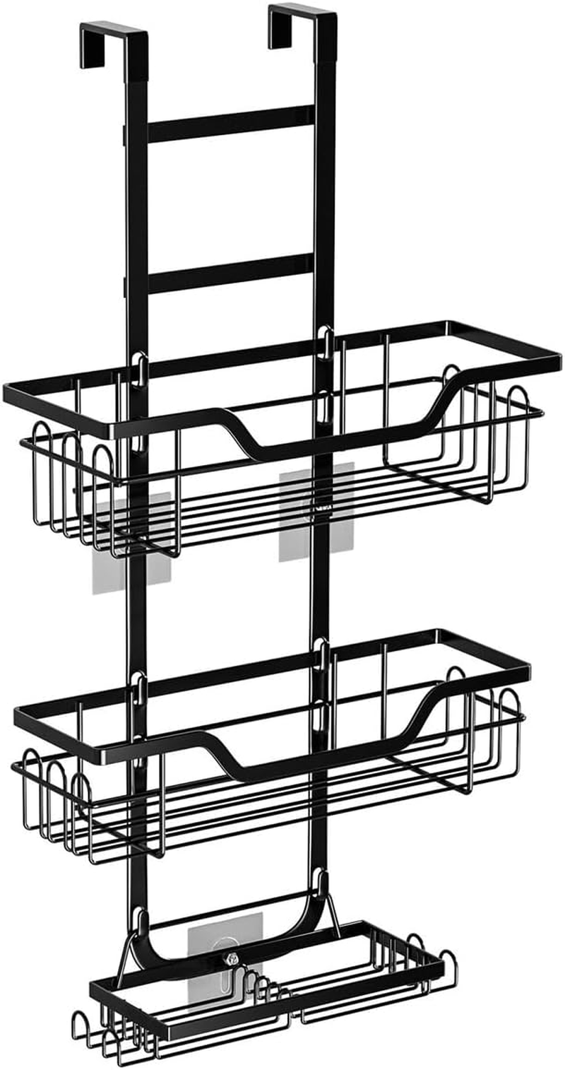 AIMALL 3-Tier Punch-Free Bathroom Storage Rack over Door Hanging Organiser Wall-Mounted Layered Shelf for Shower Room Toiletries and Accessories image number 5