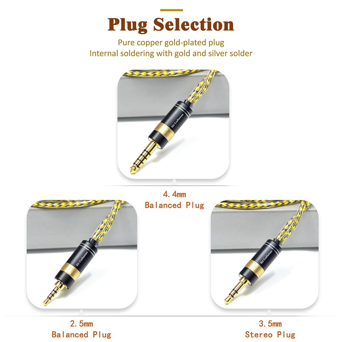 Gucraftsman 6N Silver-Plated OFC with Metal Shielding Layer IEM Cable, In-Ear Monitor Earphone Upgrade Cable for Sennheiser IE200 IE300 IE600 IE900 (4.4Mm Plug) image number 1