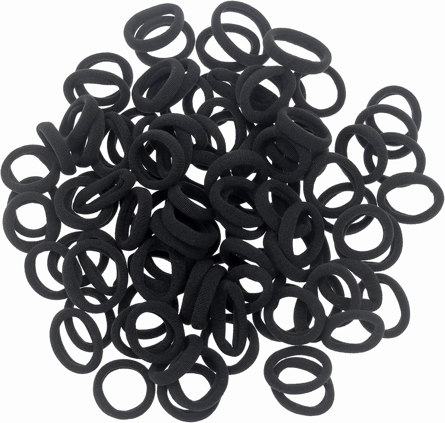 100 Pack Black Color Nylon Small Hair Ties Seamless Colorful Ponytail Holder Toddlers Baby Girls' Hair Elastics