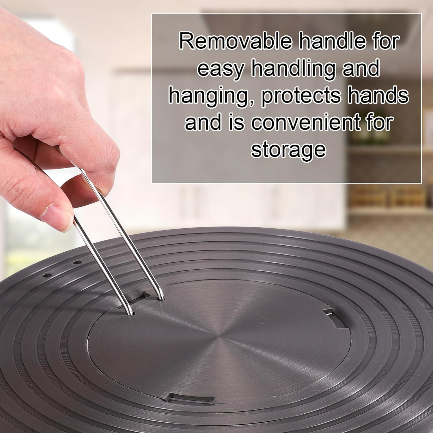 Lyreh Alloy Heat Conducting Plate, 10.24In Removable Gas Cooker Heat Conducting Plate Diffuser Tray with Removable Handle for All Kitchen Needs (Silver) image number 1