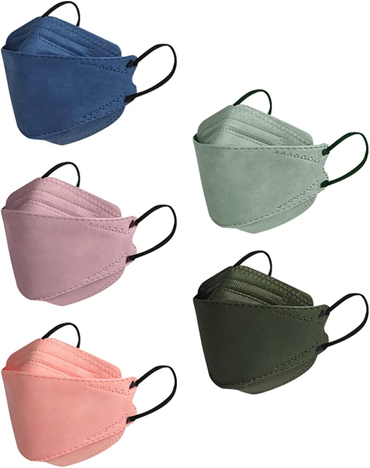 Waymine 50PCS KF94 Disposable 4-Layer Face Masks for Adult, Breathable Protective Fish Type Masks 3D Design Face Mask 4-Layers Cup Dust Masks for Women Men Glasses Wearers