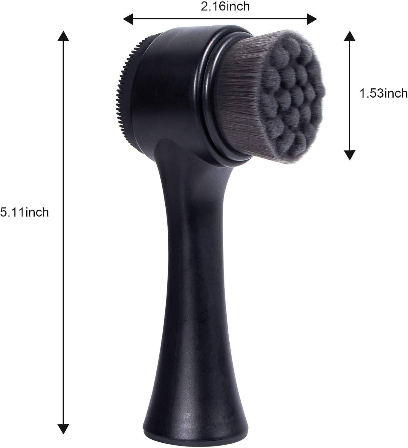 Facial Cleansing Brush 2 in 1, Face Exfoliating Pore Deep Cleansing Brush, Ultra Fine Soft Bristle Dual Face Wash Brush, Silicone Face Scrubber for Skincare (Black, One Size) image number 4