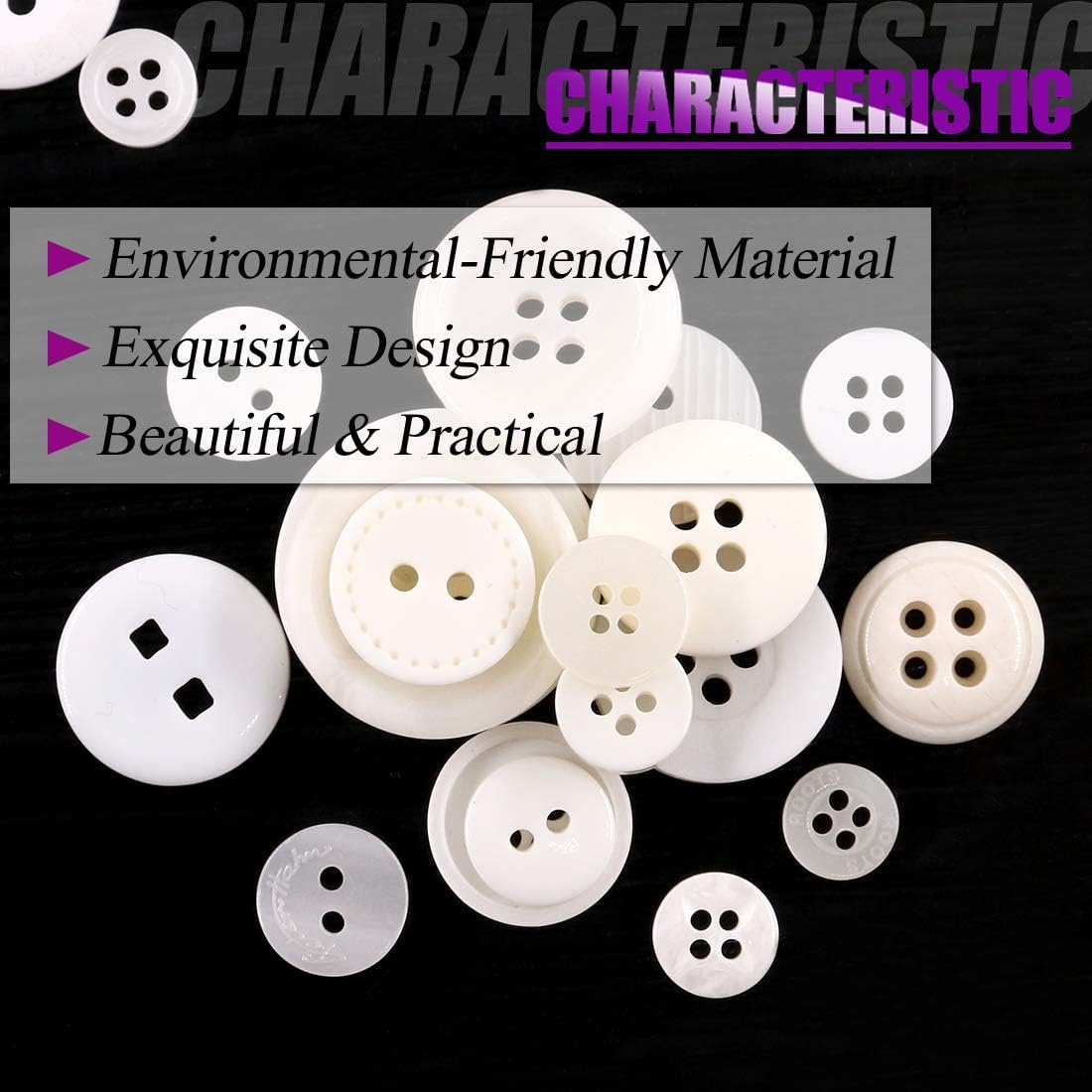 (White) - Swpeet 1000Pcs Christmas White Craft Buttons, 2 and 4 Holes White round Craft Resin Sewing Buttons Suitable for Christmas Sewing Decorations, Art & Crafts Projects DIY Decoration - White image number 3