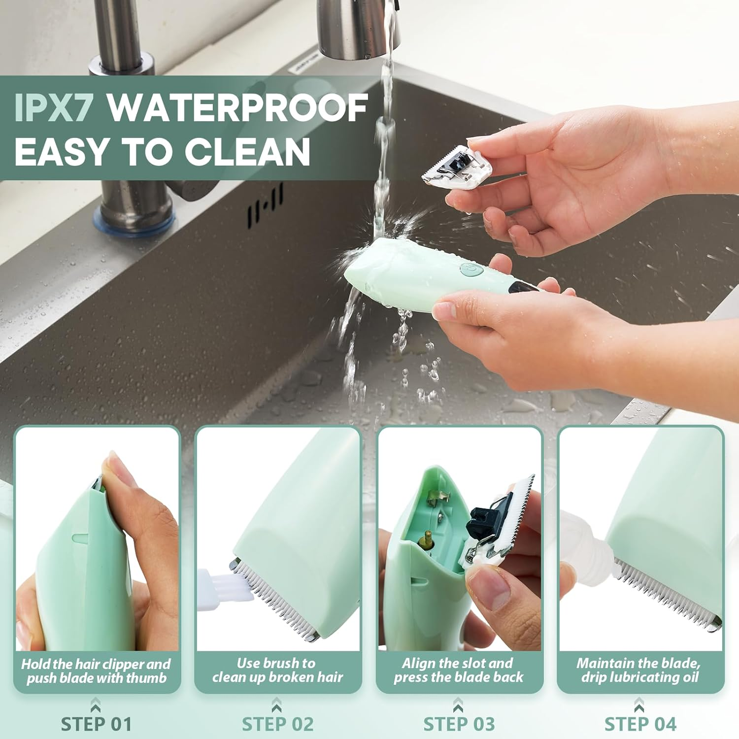 Baby Hair Clippers, Ultra-Quiet Hair Cutting Trimmer for 0-12, Waterproof Rechargeable&Cordless Hair Trimmer Kit for Infant Toddler&Kids image number 2