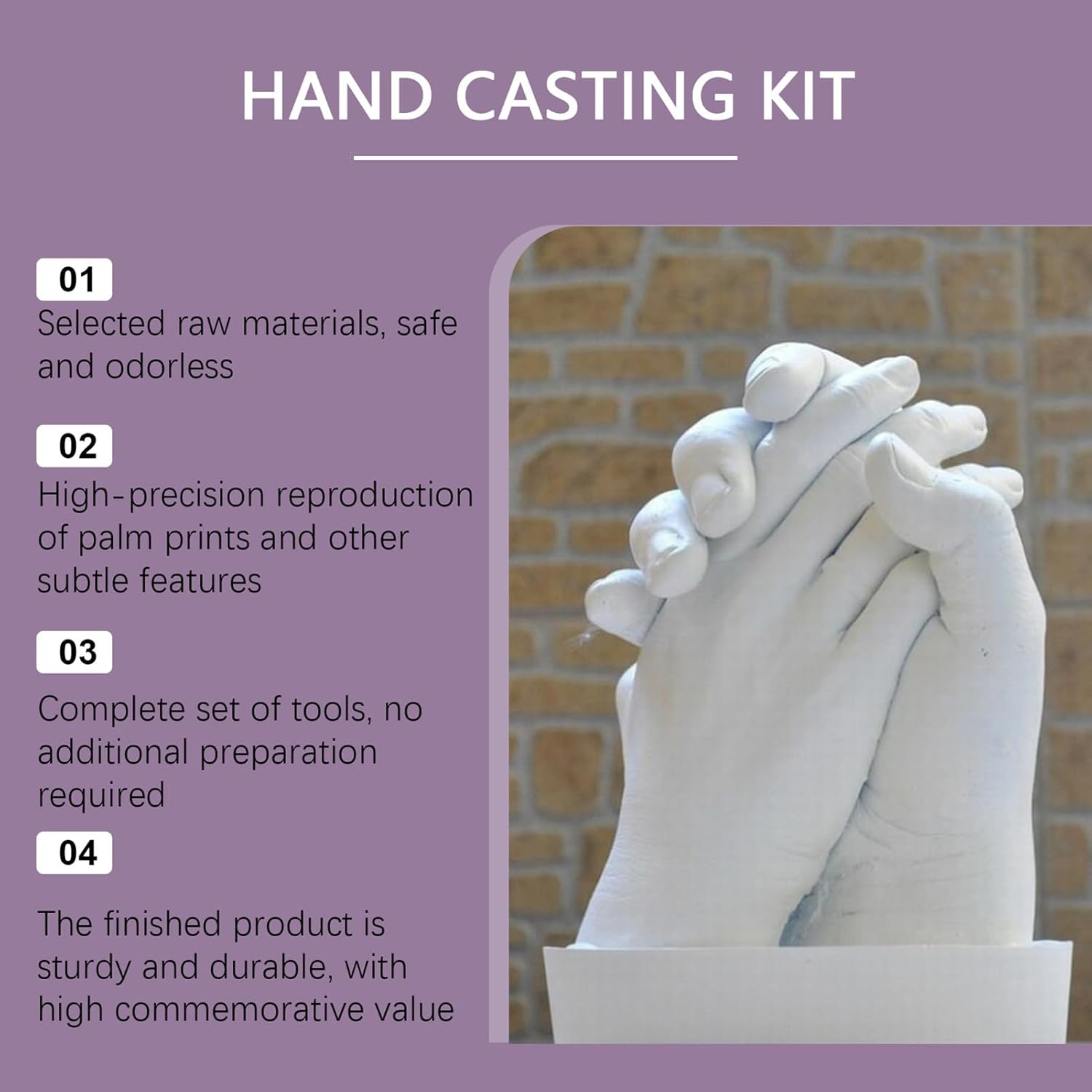 Holding Hands Casting Kit Couples - Hand Mould Kit with Sculpture Base & Paints | Moulding Memories 3D DIYY Hand Casting Kits | Wedding Hands Molding Set | Romantic Sculpture Mould Craft with Glove image number 4