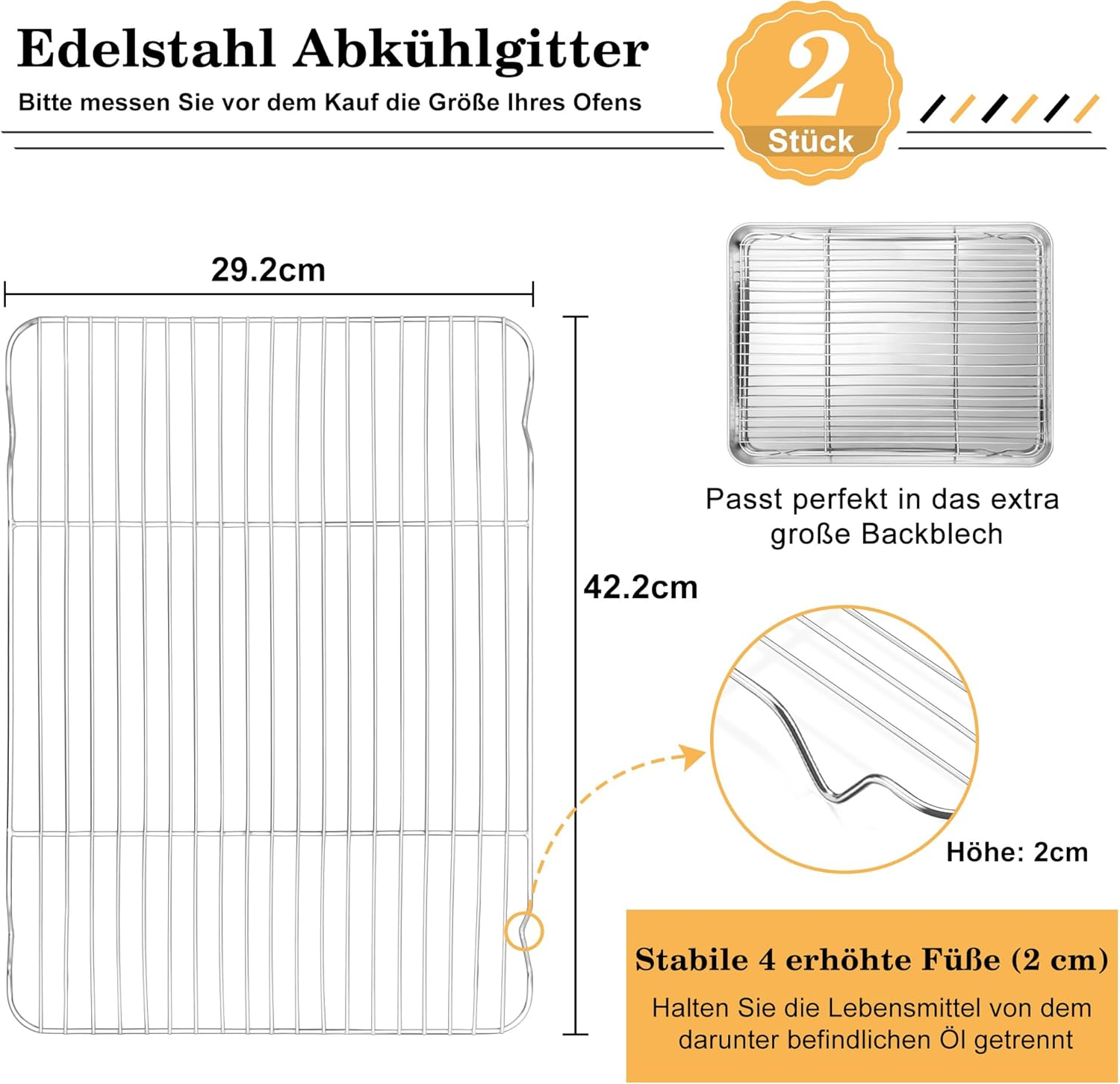 Haware Cooling Rack Set of 2 &ndash; 41.5 X 29 X 2 Cm image number 3