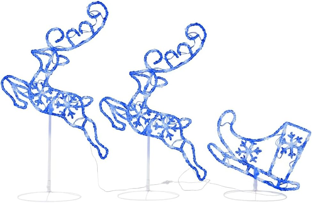 Acrylic Christmas Flying Reindeer Sleigh 260X21X87Cm Holiday Decor Outdoor