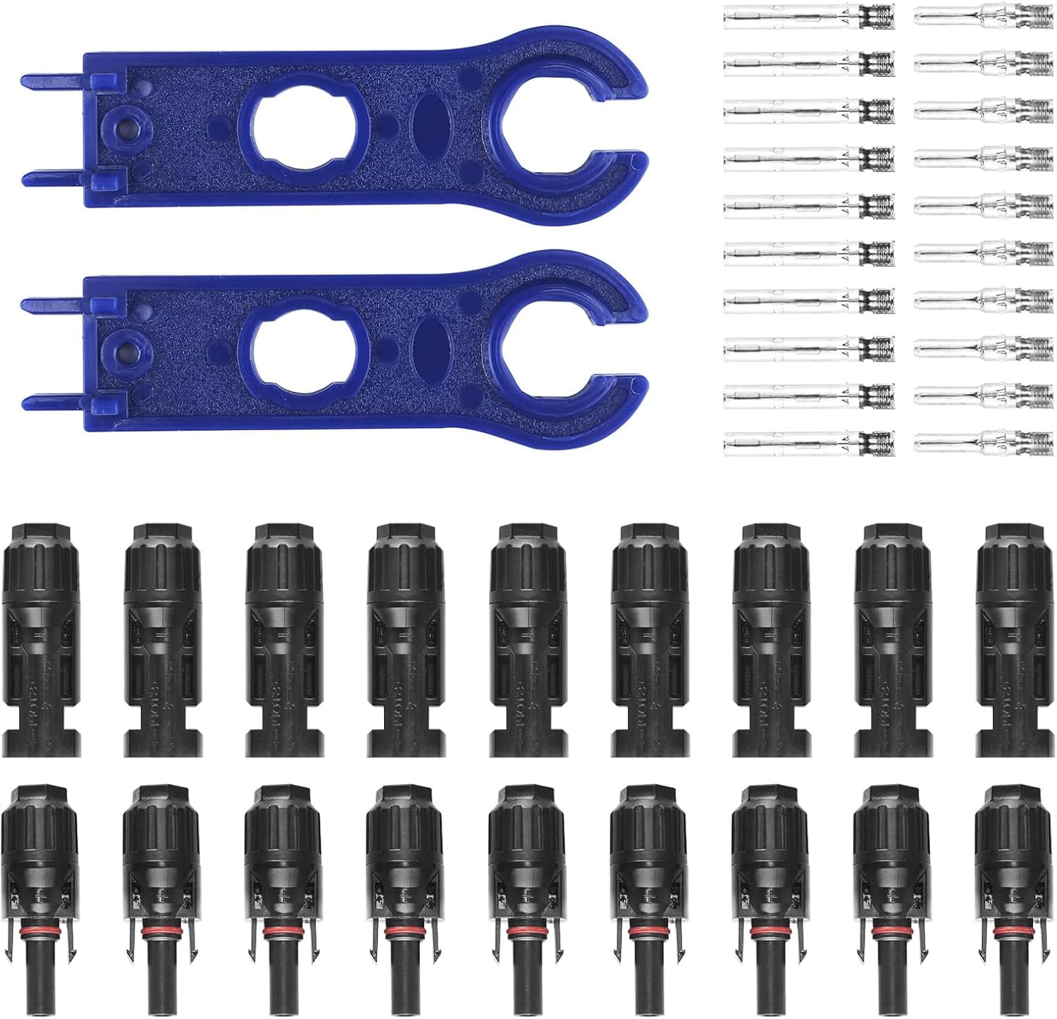 MAEZOE 10 Pairs Solar Connectors with 2 Spanners, Solar Panel Cable Connectors Male/Female Waterproof IP67, MC4 1000V 30A Connecters image number 1