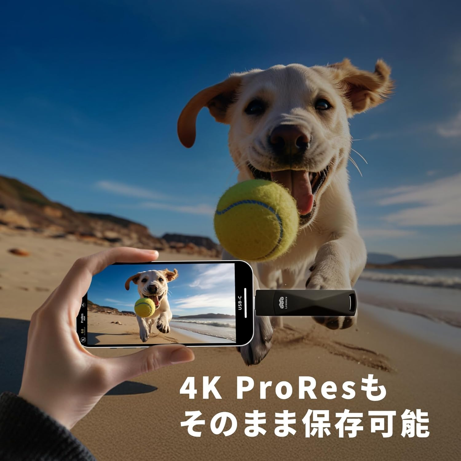 Linkmore NR P50 1TB External SSD &ndash; Type-C & USB-A Portable Drive, USB 3.2 5Gbps, 560Mb/S Read, 500Mb/S Write, 110Mb/S Sustained Write &ndash; Works with Iphone 15, PS5, Steam Deck, Android, Mac, Windows image number 4