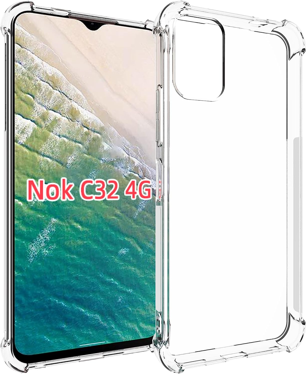 USTIYA for Nokia C32 4G Case Clear TPU Four Corners Cover Transparent Soft