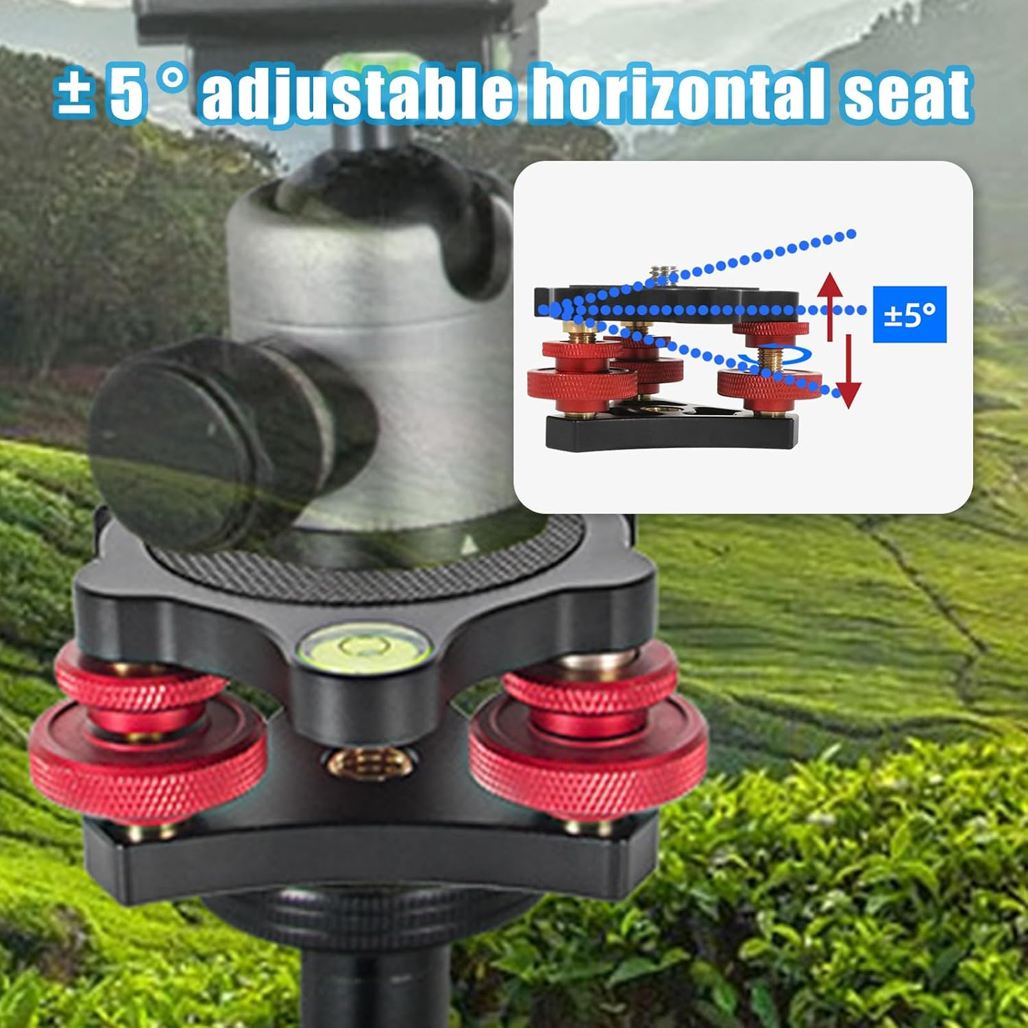 Camera Tripod Head Leveler Stand, Tripod Head Leveling Base Camera Leveler Aluminum Alloy Tripod Head Leveling Base for Macro Photography DSLR Panoramic image number 6
