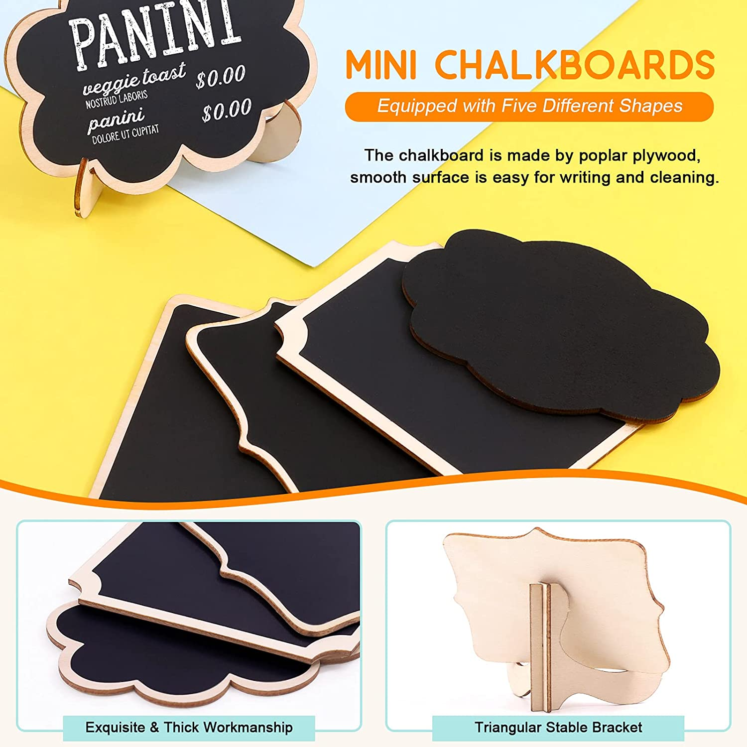 30 Pcs Mini Chalkboards with 5 Colors Chalk Marker, Blackboard with Wooden Frame, Message Board, Place Cards for Table Numbers, Food and Christmas Decoration image number 4
