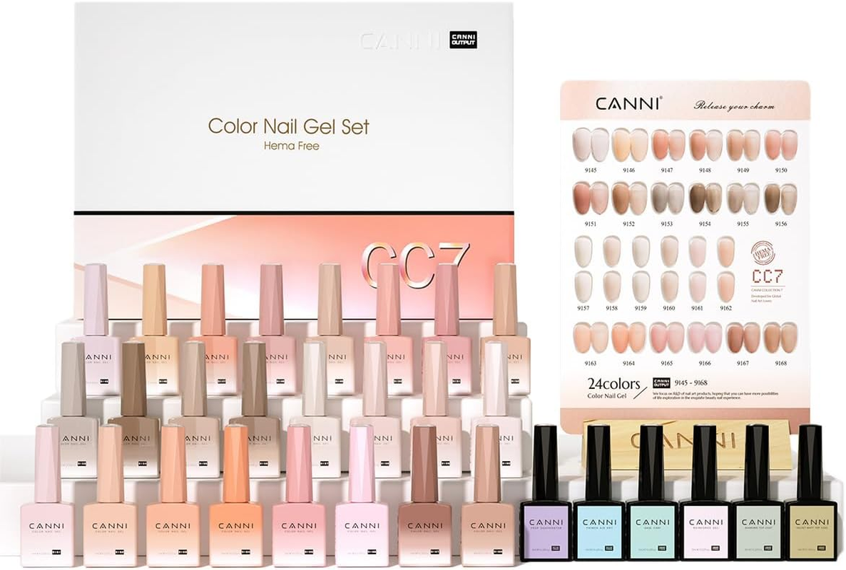 CANNI CC7 30 Pcs 9ML Hema-Free Jelly Gel Nail Polish Set with Base Top Coat- Jelly Nude Pink Translucent Gel Polish Colors Kit, Soak off LED Nail Manicure Kit DIY at Home Salon Gifts - Cc4-Yellow Purple Set image number 7