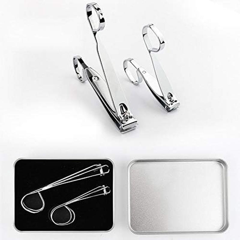 KRISMYA Nail Clippers,Ez Grip Nail Clipper Set,Carbon Steel Fingernail and Toenail Clippers for Seniors Long Handle with Metal Case for Women and Man - Set of 2 (Small and Large) image number 1