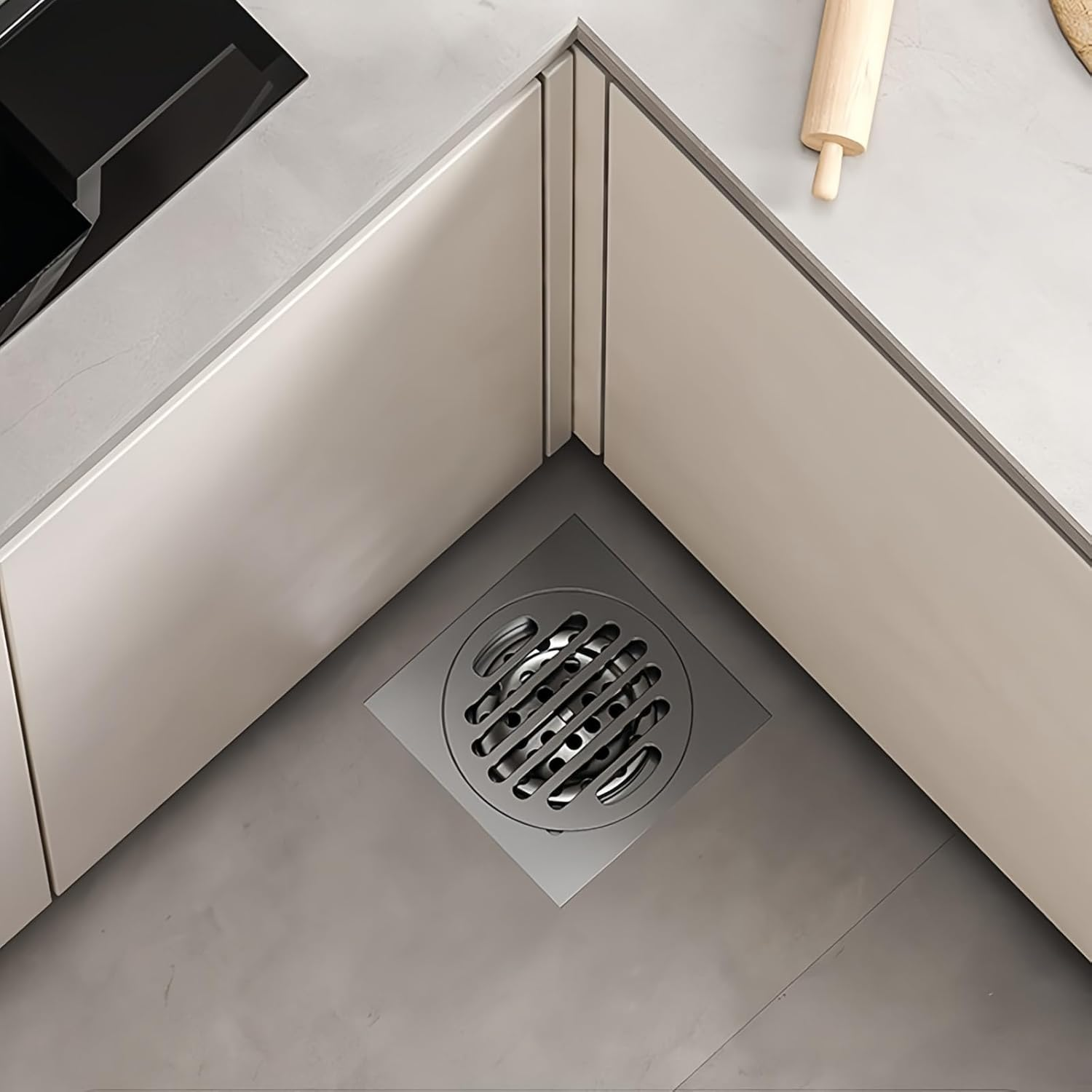 Taoluwin Square Shower Drain, 4" Stainless Steel Floor Drain, Shower Deodorant Floor Drain with Gravity Control Automatic Inner Core, Suitable for Bathroom and Kitchen image number 4