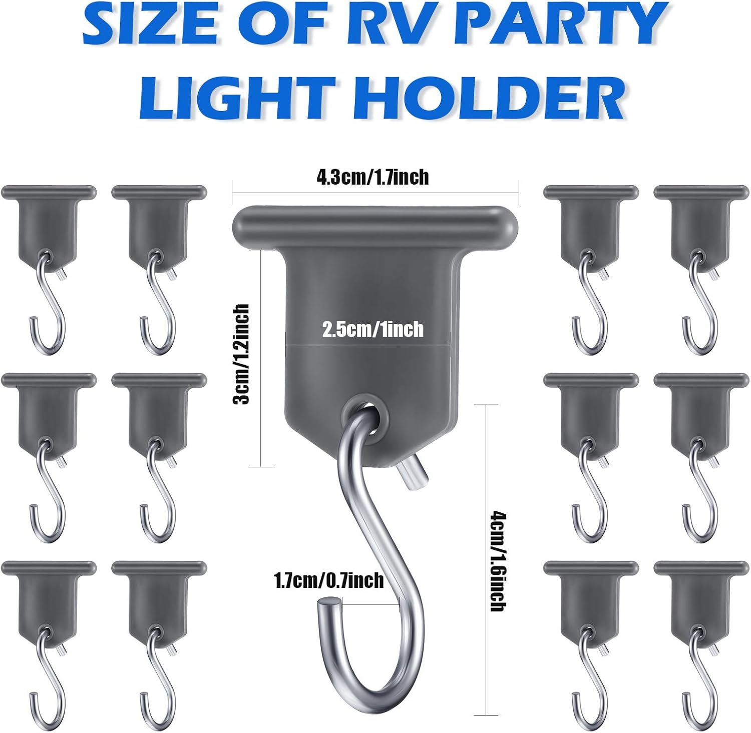 BBTO RV Awning Light Clip RV Party Light Holder Camper Awning Hook Light Accessory Plastic and Metal Light Hook Gray Camper Light Support Hanger for Camping Tent Indoor Outdoor Decor (28 Pieces)