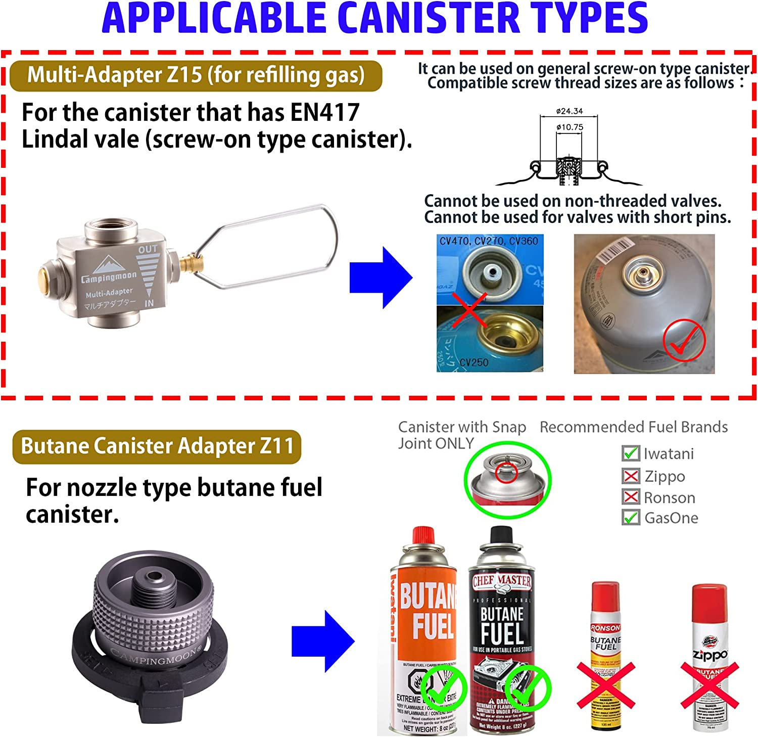 Camping Moon CAMPINGMOON Outdoor Gas Refill Adapter EN417 Lindal Valve(Vent Valve Equipped Type) image number 6