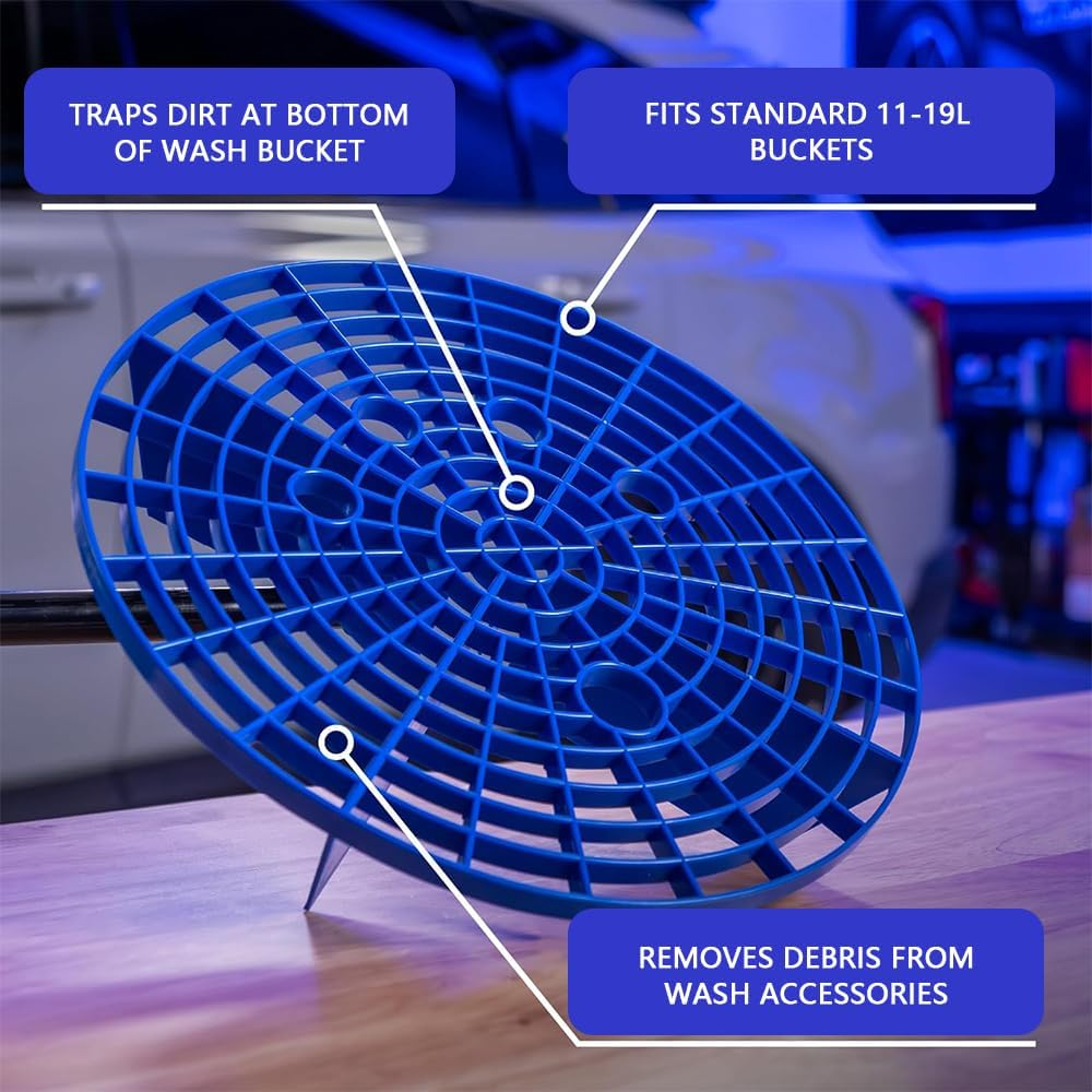 Grit Guard Insert &ndash; 2-Pack Automotive Bucket Insert for Car Wash, Removes Dirt & Debris from Wash Mitt, Microfiber, Sponges & Cloths, Blue, Grit Trap for Detail Kits image number 5