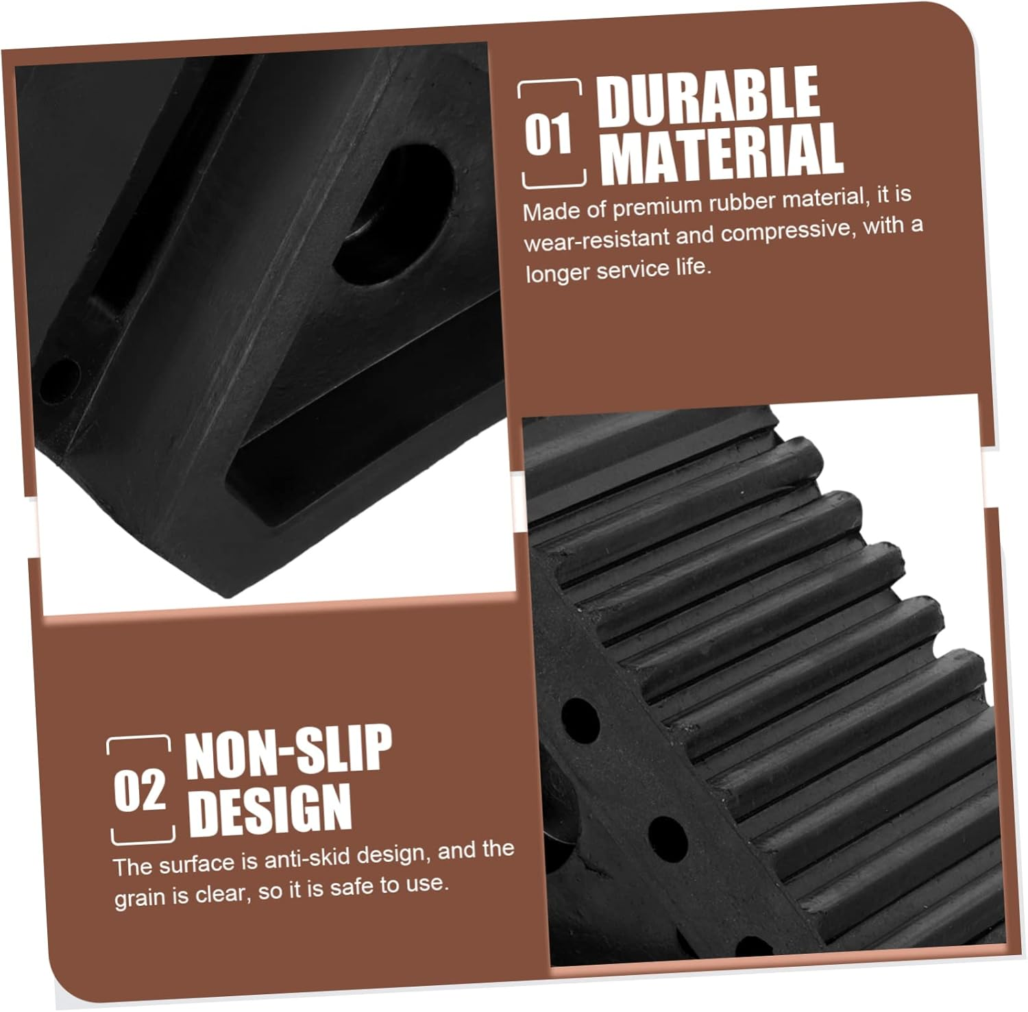 Wheel Slip Rubber Tire Blocks for Camper Trailer Heavy Duty Stopper for Vehicle Ramp Practical Tyre Chock image number 5