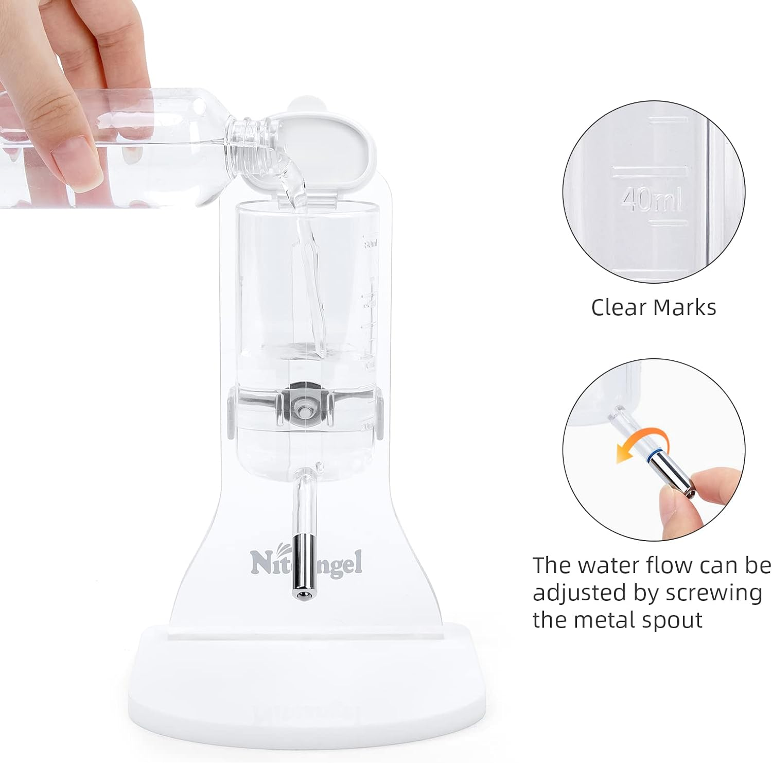 Niteangel 80Ml Hamster Water Bottle with Stand No Drip Gerbil Water Feeder Dispenser for Hamster Gerbils Mice Degus Lemming Hedgehog Small-Sized Pet image number 1