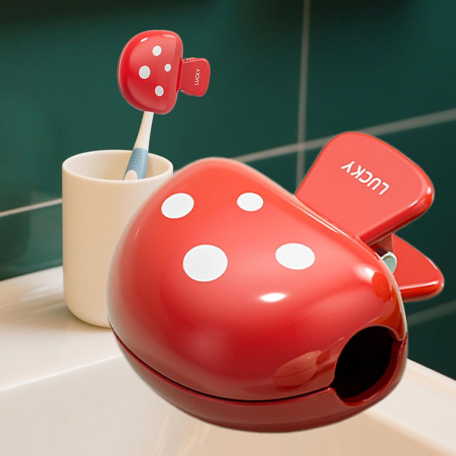 Rrlihjgu Toothbrush Head Cover - Mushroom Shape Electric Toothbrush Head Cover,Clamp-On Protection Gadgets Cute for Bathroom Travel Hotel Dormitory Airport - Red image number 6