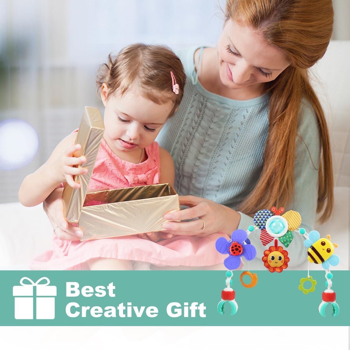 Baby Stroller Arch Toy, Newborns Sensory Activity Arch Toy with Teethers, Rattle & Windmill, Crib Car Seat Toys for Infants Toddlers 0-12 Month, Developmental 1-2 Year Old Boys Girls image number 1