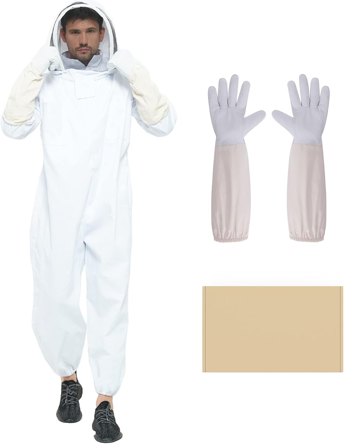 Bee Suit for Men,Beekeeper Suit with Veil & Hood Gloves,Protection for Backyard Professional Beginner Bee Keepers