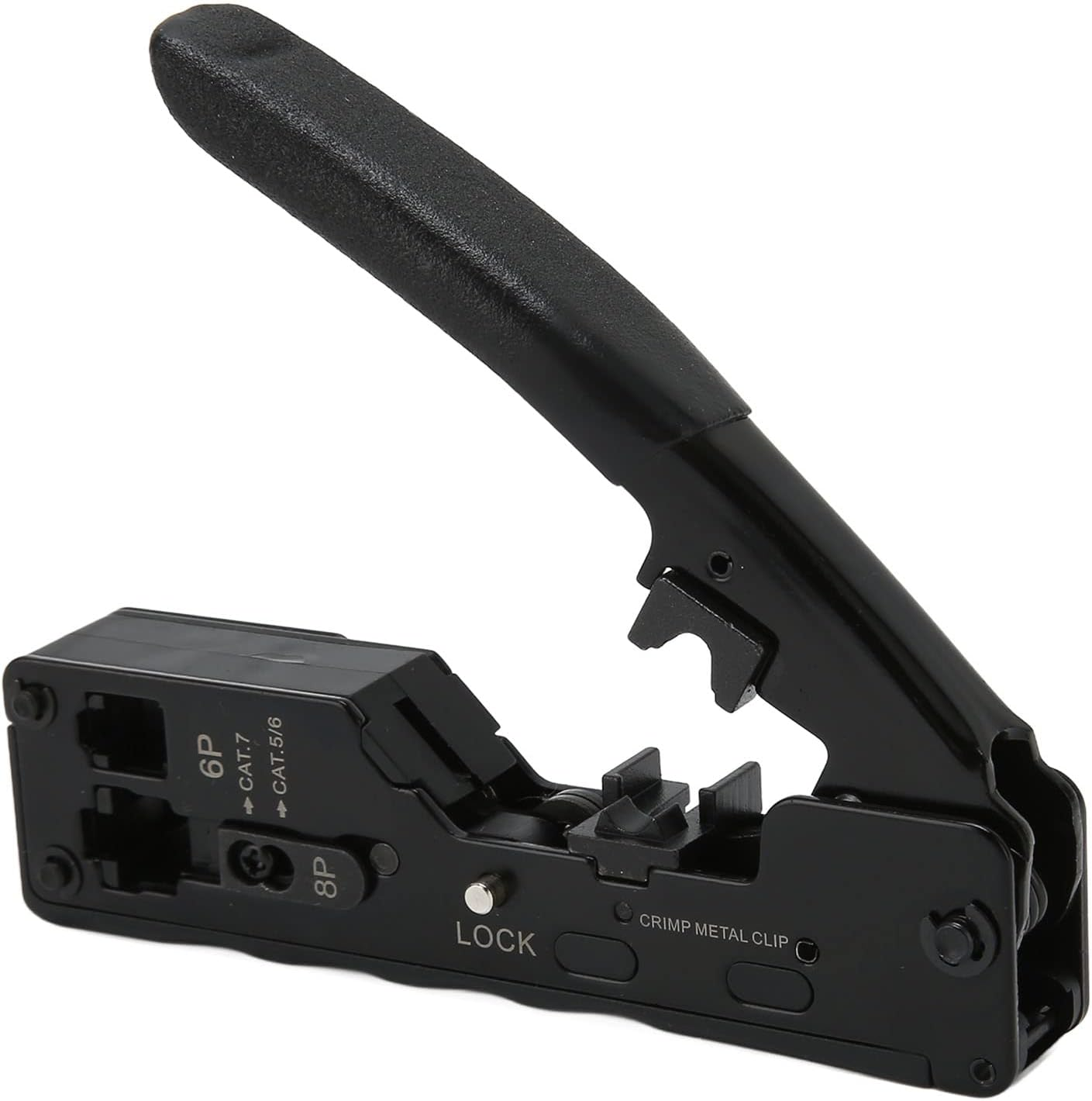 RJ45 Crimp Tool, High Carbon Steel Skid Handle Cable Crimping Tool Adjustable Crimping Mode for Cat5E image number 2