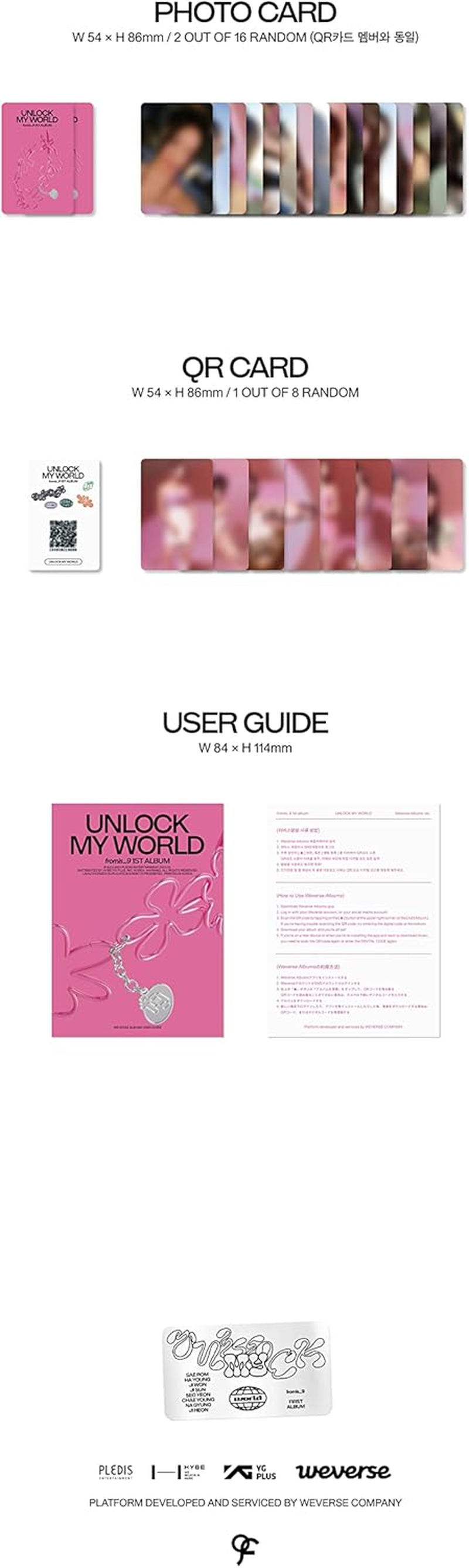 Fromis_9 Unlock My World 1St Album Weverse Album Version Card Holder+2P Photocard+1P QR Card+1Ea User Guide+Tracking Sealed