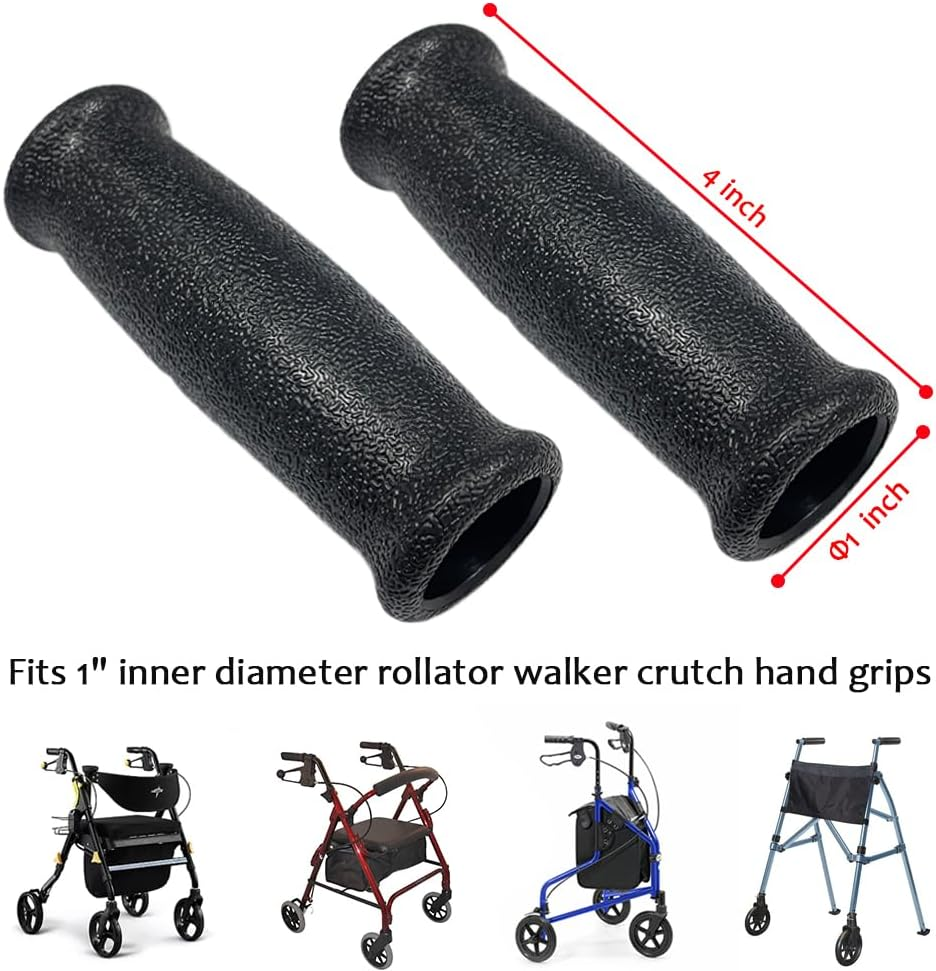 Rollator Walker Crutch Hand Grips Replacement for Elderly & Disabled Patient Handgrips Accessories, 1", 2 Pcs image number 2