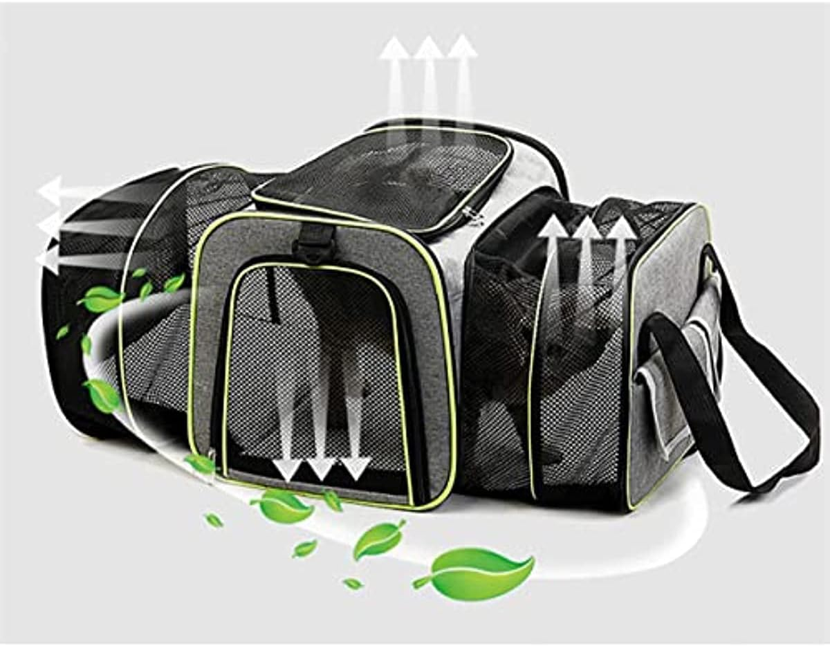 Large 2 Sides Expandable Pet Carrier, Airline Approved Soft-Sided Dog Cat Travel Carrier Bag with Removable Fleece Pad for Cats, Puppy and Small Animals image number 2