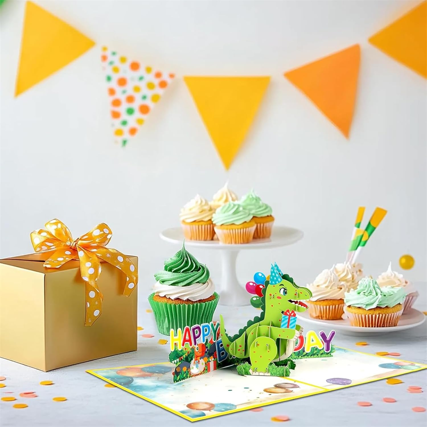 Dinosaur Birthday Pop up Card, Birthday Card with Fun Dinosaur Design, 3D Greeting Card with Envelope, Pop up Birthday Gift Cards for Kids, Boys, Girls image number 4