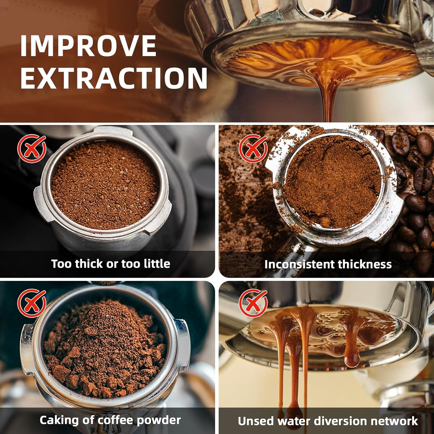 3 Ear Filter Holder for De'Longhi La Specialista Espresso Machine, 51Mm, EC9335, 9155, 9355, 9665, 100% Cup, Stainless Steel Filter Basket and Walnut Handle DE image number 1