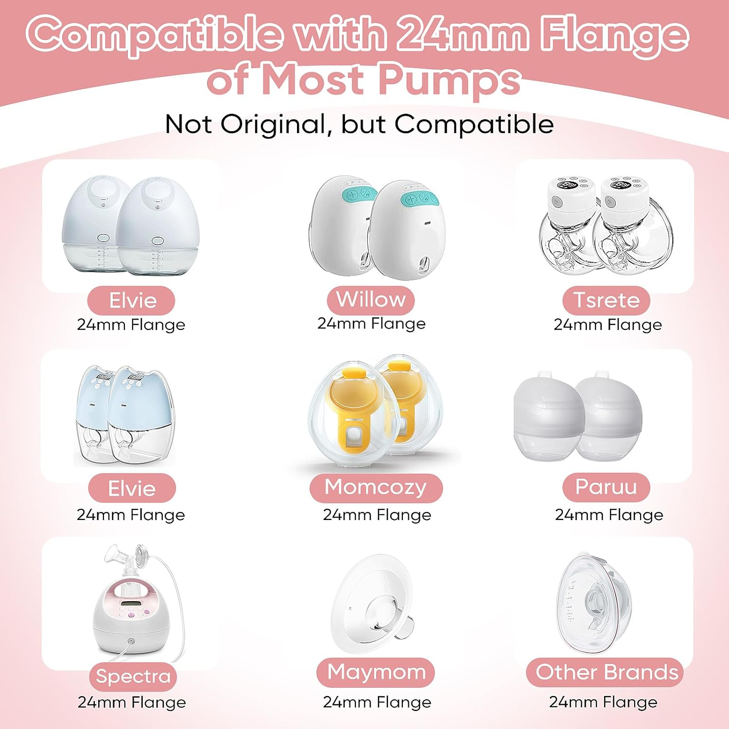 RETROSOHOO Flange Sizing Kit 3-In-1 Ultimate Edition, Includes 10 Flange Inserts 13/15/17/19/21 Mm, Nipple Ruler, Cleaning Brush, Silicone Flange Inserts Parts (Compatible with Momcozy S12 Pro/S9 Pro/S12/S9 Wearable Breast Pump Cups, Suitable for Most 24 Mm Breast Pumps), the Pump Breastfeeding Necessities image number 6