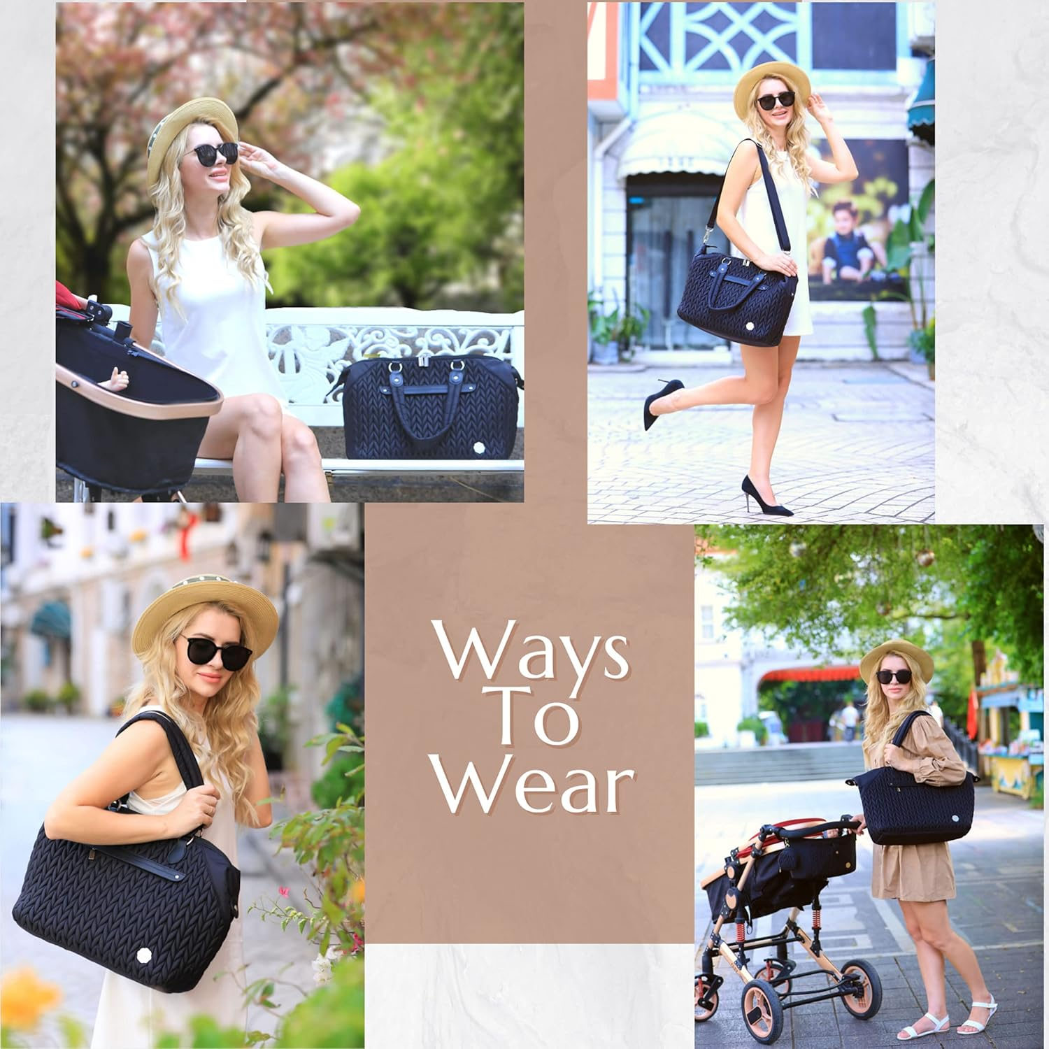 Diaper Bag Tote Baby Nappy Changing Bag Multifunction Large Baby Travel Handbag for Mom