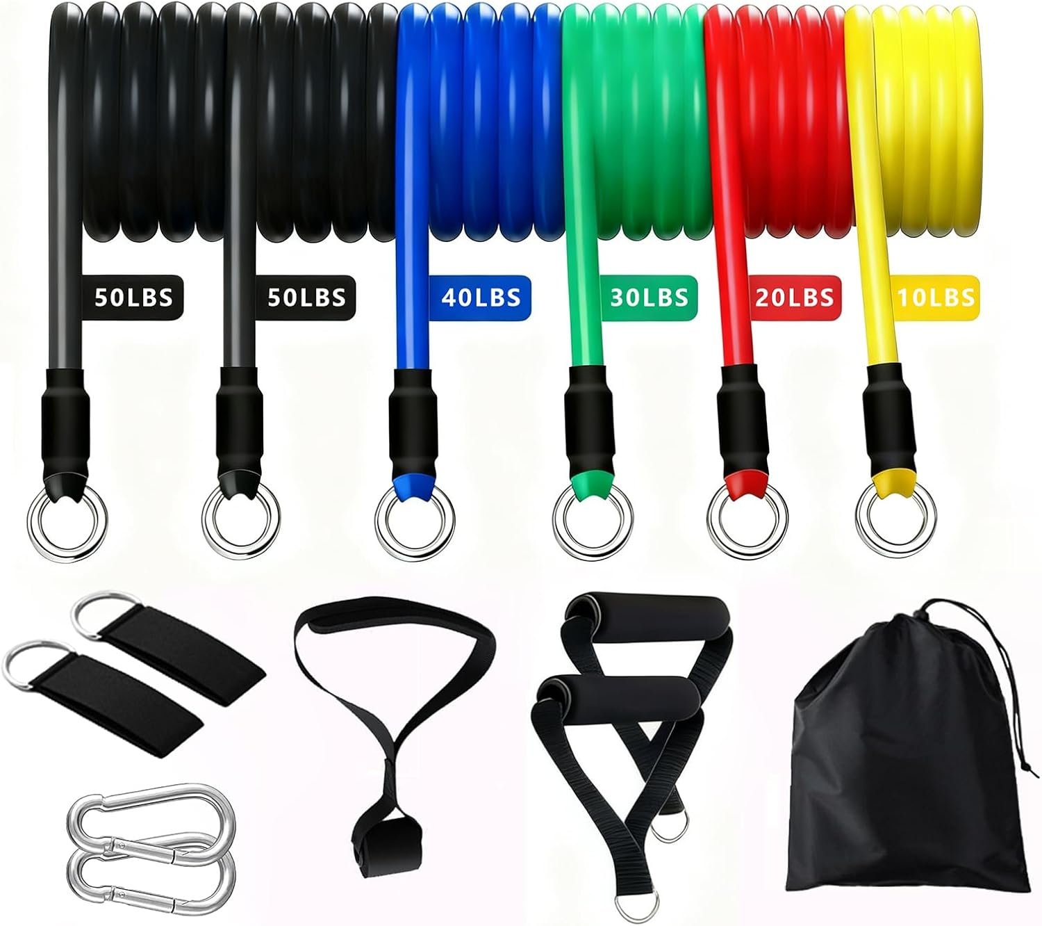 Clearnest Unbreakable Resistance Bands Set 14 Pieces 10-200LBS TPE - Home Workouts Travel Fitness Office Exercise Professional Strength Training for Men Women with Handles image number 1